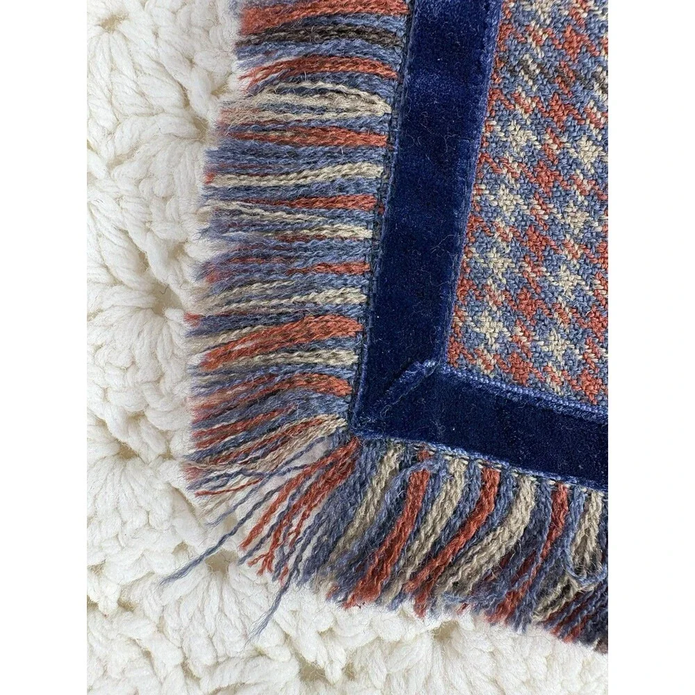 Wool Pillow Sham Checked Lexington Beacon Hill 21” Square Blue Red Tan NEW